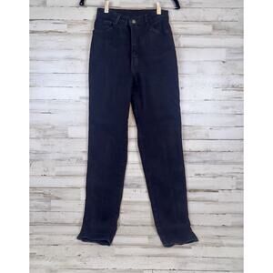 Vtg Jordache 80s Womens Black High Rise Tapered Jeans 24 Waist No Back Pockets